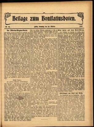 Zweite Ausgabe vom Sonntag, den 20. Oktober 1907.