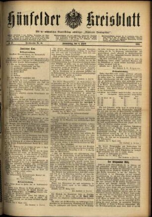 Ausgabe vom Donnerstag, den 08. April 1915.