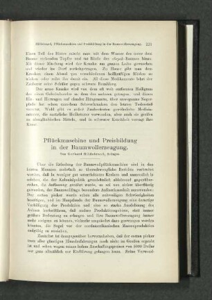 Pflückmaschine und Preisbildung in der Baumwollerzeugung.
