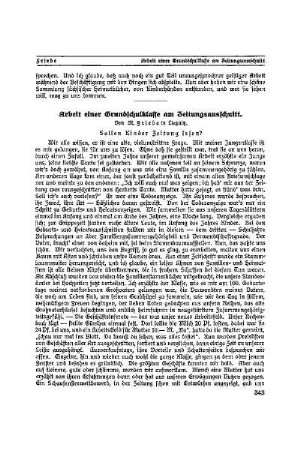 Arbeit einer Grundschulklasse am Zeitungsausschnitt