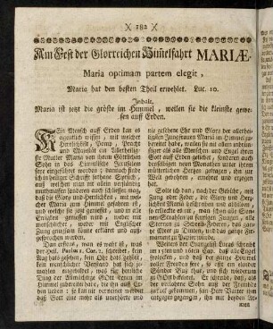 182-189, Am Fest der Glorreichen Himmelfahrt Mariae