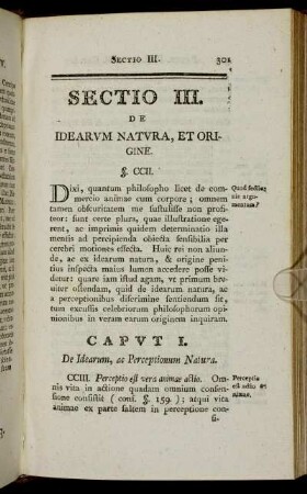 Sectio III. De idearum natura, et origine.