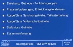 Traktorgetriebe - VDI-EKV-Tagung