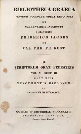 Xenophontis Opera omnia, 4,3,[1]. Continens Xenophontis Hieronem