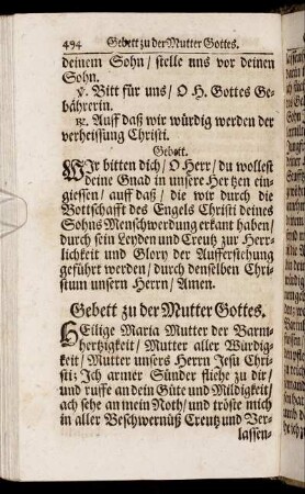 Gebett zu der Mutter Gottes.