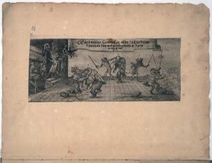 Kurtzweilige Comedia allen Lustsüchtigen Esauitern zum Wohlgefalln gehaltn in Beyern : Kurtzweilige Comedia allen Lustsüchtigen Esauitern zum Wohlgefalln gehaltn in Beyern. Kupferstich; 119 x 284 mm. 1632.05. Ohne Titel (Caricaturen und Spottgedichte aus dem 30. jährigen Kriege; Einblattsammlung), Blatt 20. Dresden: SLUB Hist.Germ.C.16