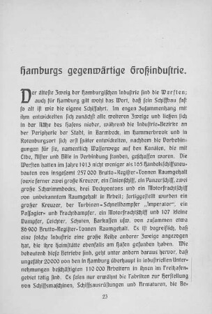 Hamburgs gegenwärtige Großindustrie.