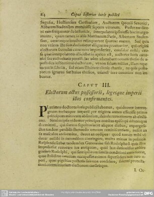 Caput III. Electorum actus possessorii, legesque imperii illos confirmantes
