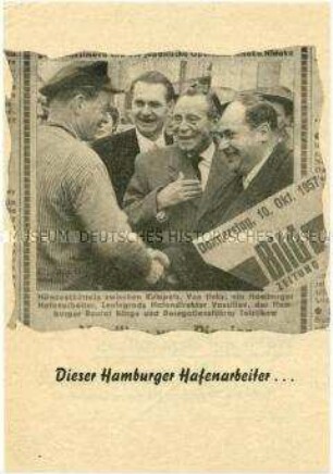 Handzettel der Unabhängigen Wählergemeinschaft zur Wahl des Hamburger Senats 1957