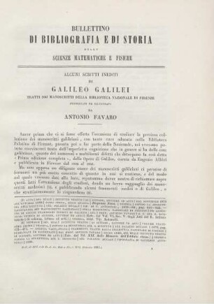 Alcuni scritti inediti di Galileo Galilei.