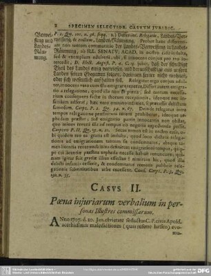 Casus II. Poena iniuriarum verbalium in personas Illustres commissarum