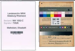 Entnazifizierung Elisabeth Matheisen, geb. 11.05.1911 (Kauffrau)