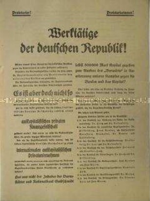 Propagandaflugblatt der NSDAP zur Reichstagswahl 1928