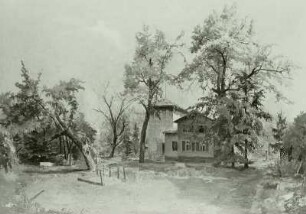 Landschaft mit Gartenhaus