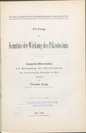 Beitrag zur Kenntnis der Wirkung des Pikrotoxinin