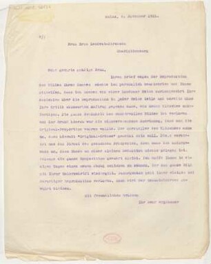 Brief an Erna Lendvai-Dircksen : 08.11.1921