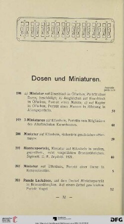 Dosen und Miniaturen (Nr. 198-207)