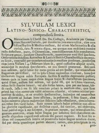 Ad sylvulam lexici Latino-Sinico-Characteristici, compendiosa semita