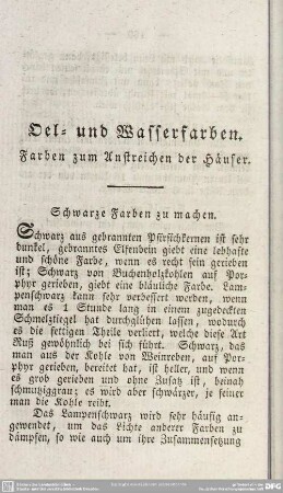 Oel- und Wasserfarben. Farben zum Anstreichen der Häuser