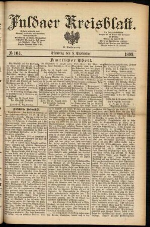Ausgabe vom Dienstag, den 05. September 1899.