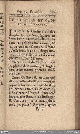 De La Ville Et Comte De Guisnes