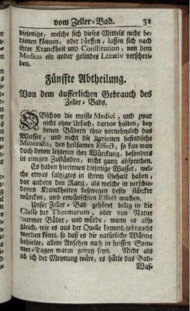 Fünffte Abtheilung. Von dem äusserlichen Gebrauch des Zeller-Bads.