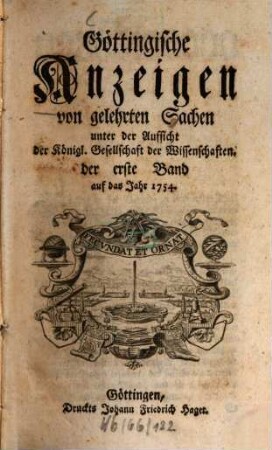 Göttingische Anzeigen von gelehrten Sachen. 1754, 1