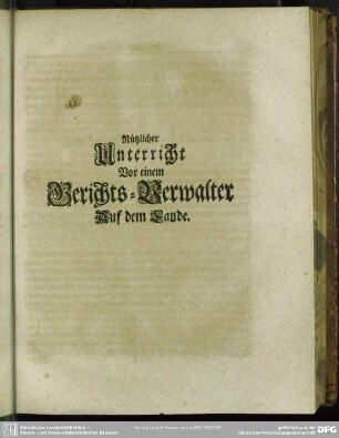 Nützlicher Unterricht Vor einem Gerichts-Verwalter Auf dem Lande