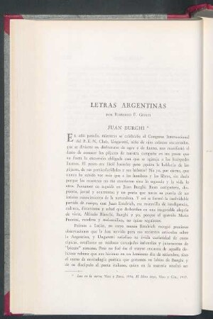 Letras argentinas : Juan Burghi