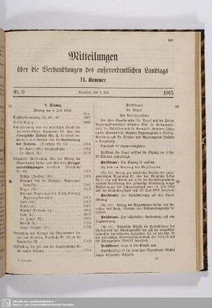 9. Sitzung (05.07.1915)