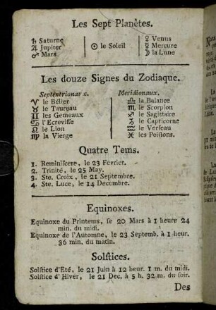 Les Sept Planètes.