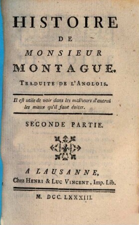 Histoire De Monsieur Montague. 2