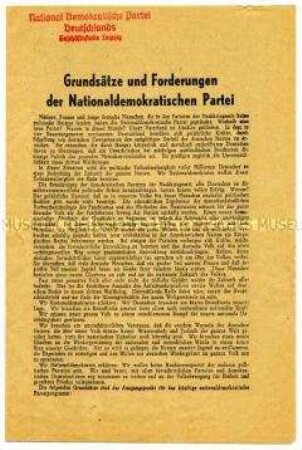 Propagandaschrift zur Gründung der NDPD