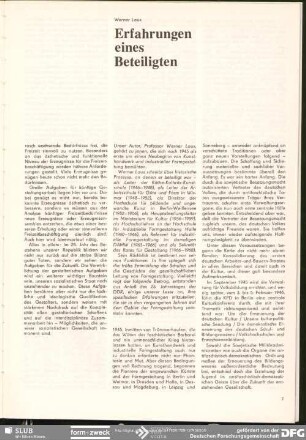 Erfahrungen eines Beteiligten : 25. Jahrestag der DDR