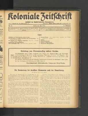 Nr. 21. Berlin, 22. Mai 1914. 15. Jahrgang.