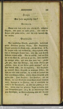 Frage. Was heißt ungläubig seyn?