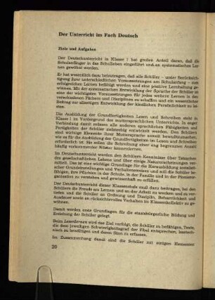 Der Unterricht im Fach Deutsch