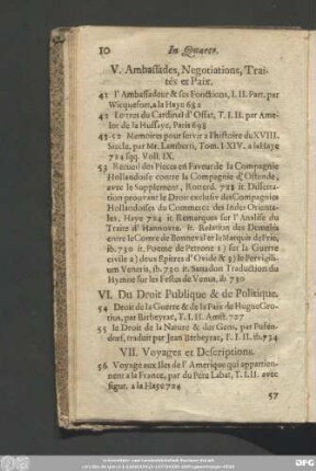VI. Du Droit Publique & de Politique.