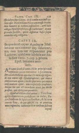 Caput IX. In quo sextu caput Apologiae Mollerianae examinatur atq; refutatur ...