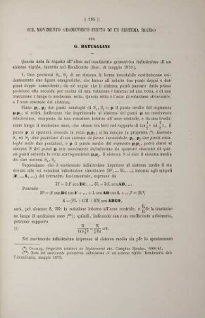 Sul movimento geometrico finito di un sistema rigido.