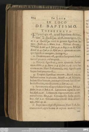In Loco De Baptismo. Theoremata.