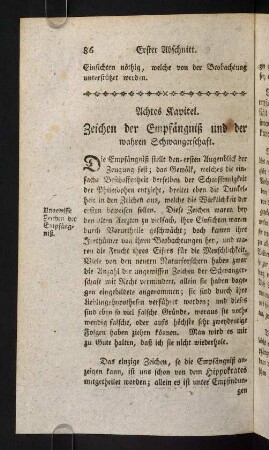 86-92, Achtes Kapitel. Zeichen der Empfängniß und der wahren Schwangerschaft.