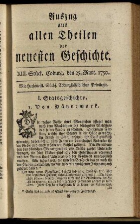 XIII. Stück. Coburg, den 25. Mart. 1750.