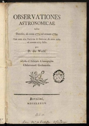 1-20, Observationes Astronomicae