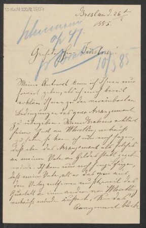 Brief an Adolph Fürstner an Adolph Fürstner  : 26.02.1885
