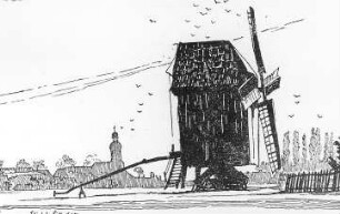 Delitzsch-Spröda. Bockmühle, Graphik, aus: Heimatkalender für die Muldenkreise Bitterfeld und Delitzsch, 4. Jg., 1928