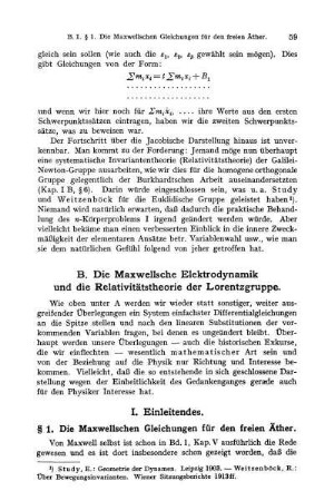 § 1. Die Maxwellschen Gleichungen für den freien Äther.