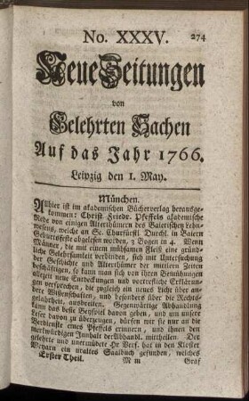 No. XXXV. Leipzig den 1. May. - No. XLIII. Leipzig den 29. May.