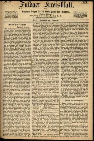 Ausgabe vom Samstag, den 07. November 1874.