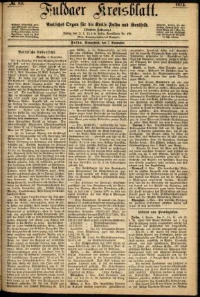 Ausgabe vom Samstag, den 07. November 1874.